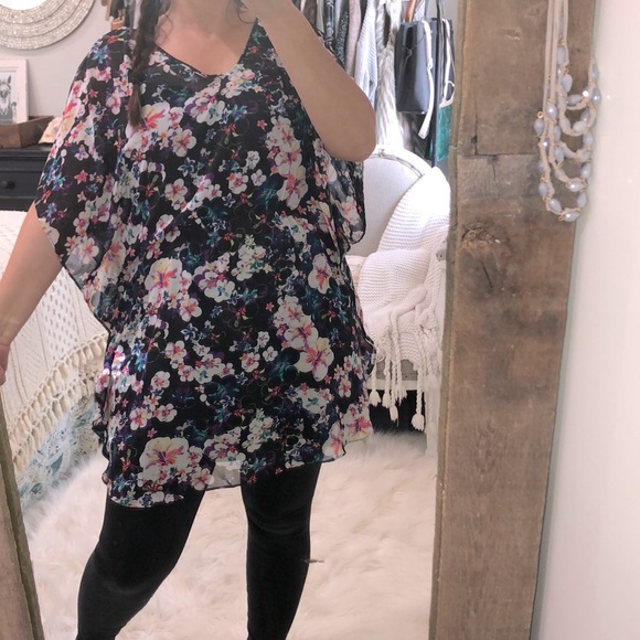 Express Dresses & Skirts - Express factory size large black floral dress